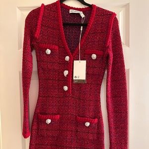 Self-portrait red tweed mini dress